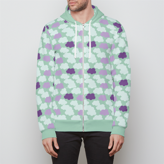 RELAXED ZIP UP HOODIE CLOUD CANDY GREEN