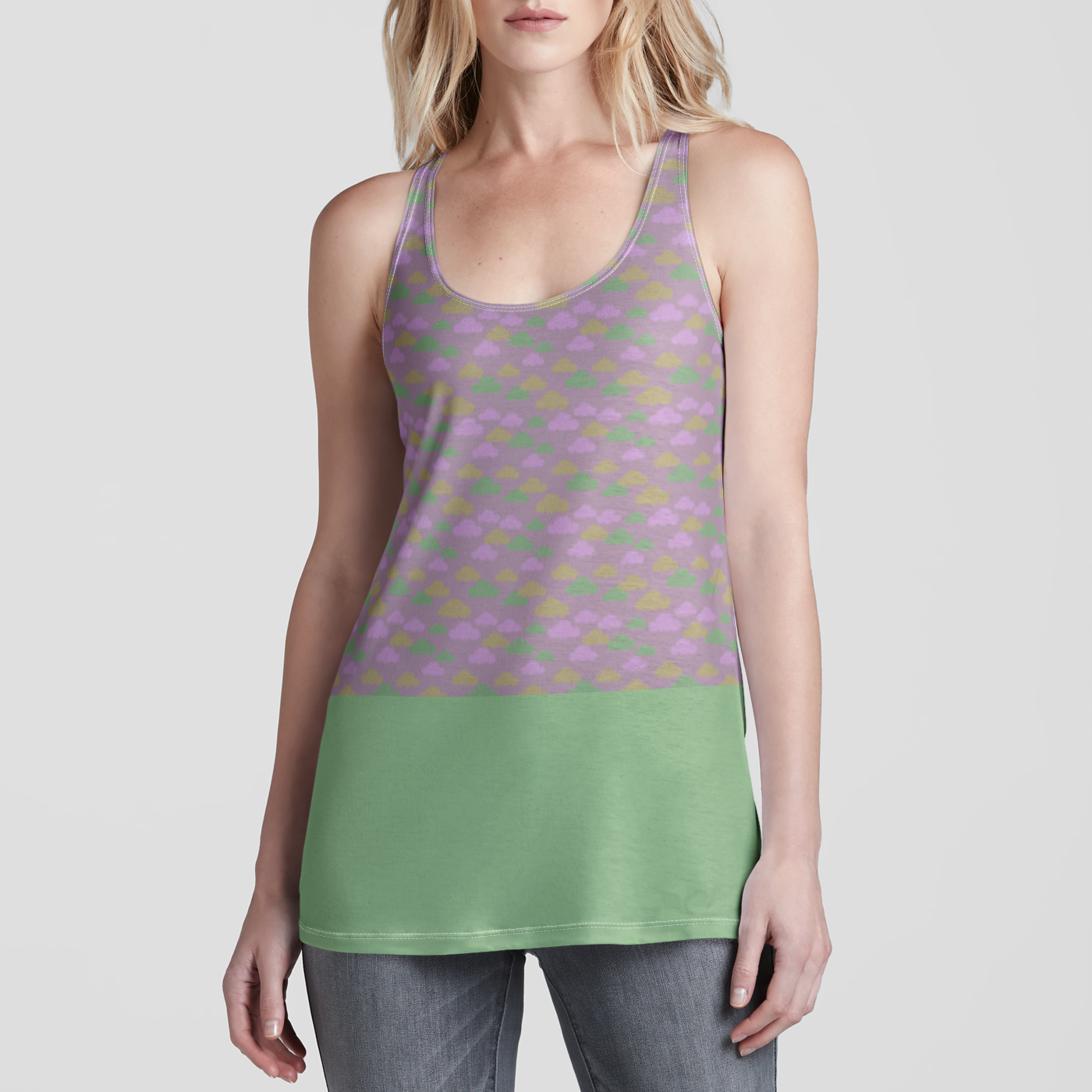 RACERBACK TANK TOP CLOUD GEMS GREEN