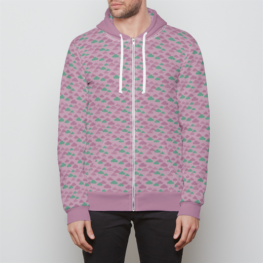 RELAXED ZIP UP HOODIE CLOUD GEMS MAUVE