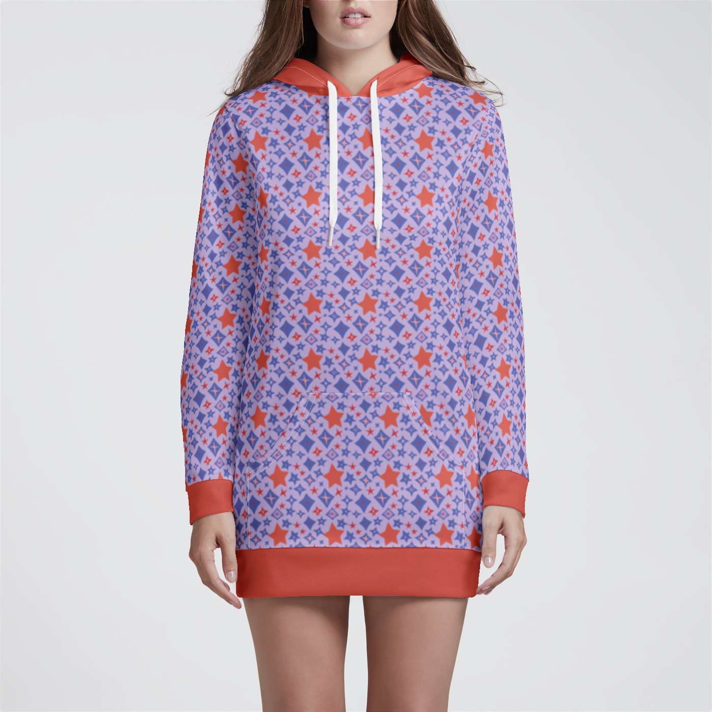 HOODIE DRESS STAR POWER RED