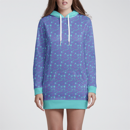 HOODIE DRESS STARDUST TEAL