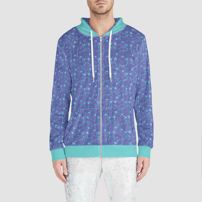 VELVET ZIP UP HOODIE STARDUST TEAL