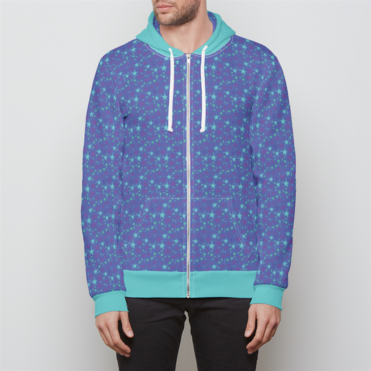 RELAXED ZIP UP HOODIE STARDUST TEAL