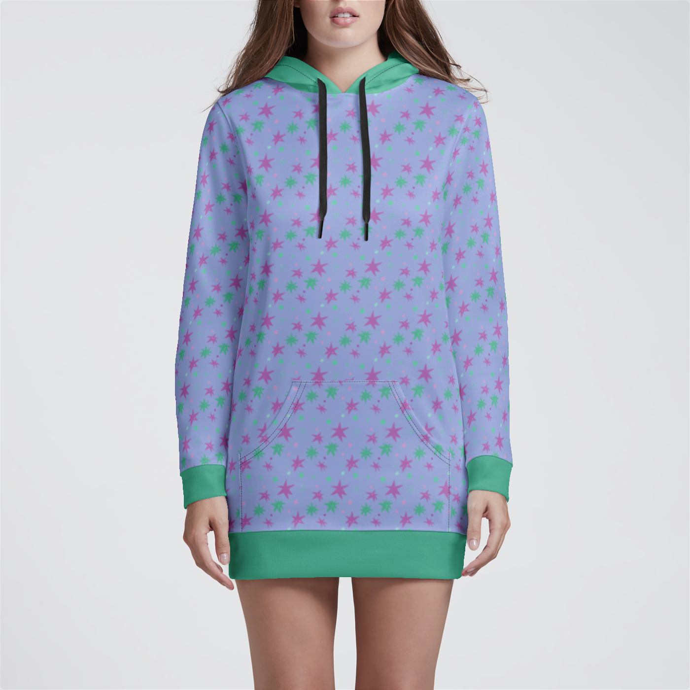 HOODIE DRESS STAR TRIPPER AQUA