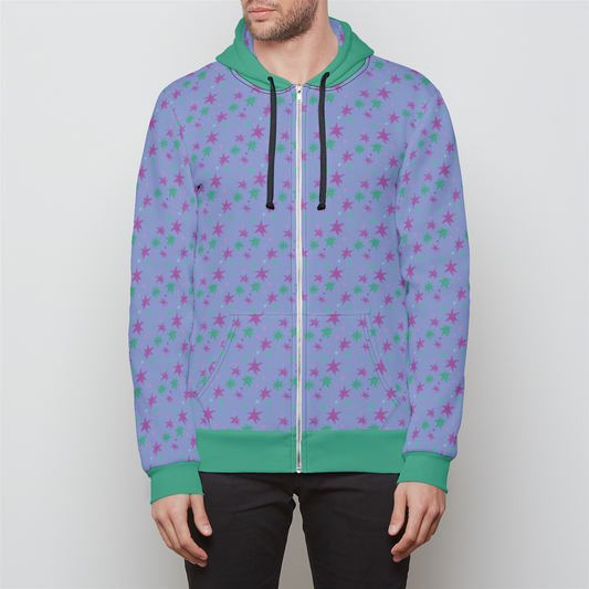 RELAXED ZIP UP HOODIE STAR TRIPPER AQUA