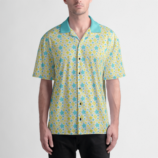 BUTTON UP SHIRT STAR POWER TURQUOISE