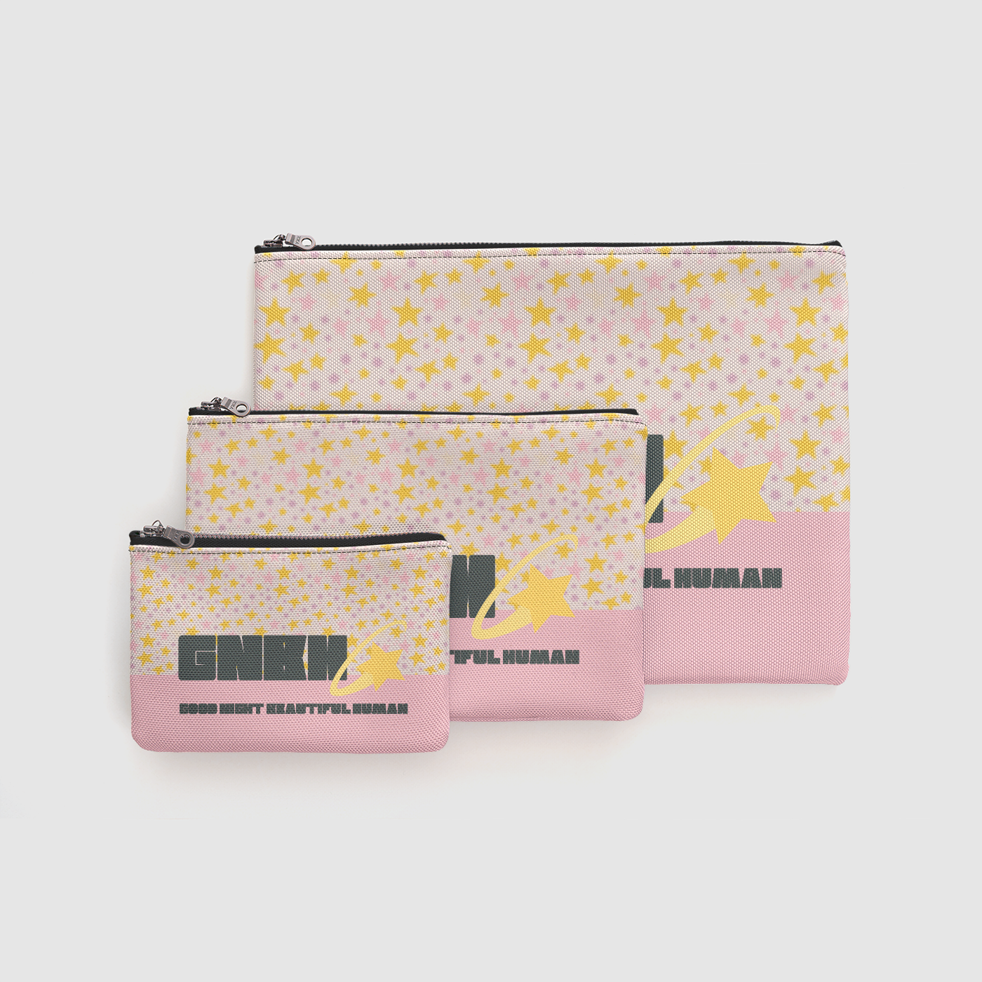 ZIP UP POUCH STARDUST LIGHT PINK