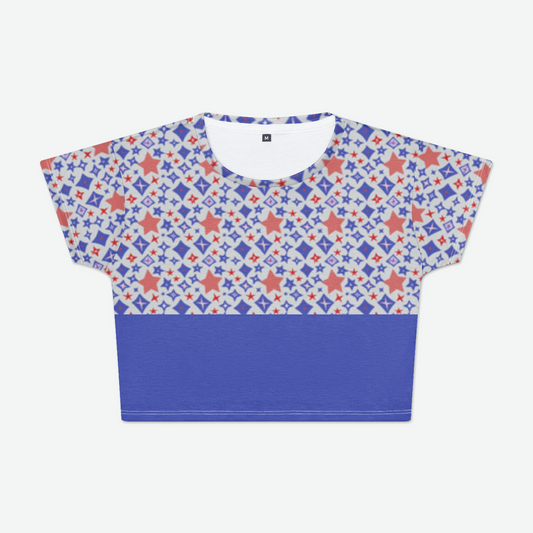 CROP TEE  STAR POWER INDIGO