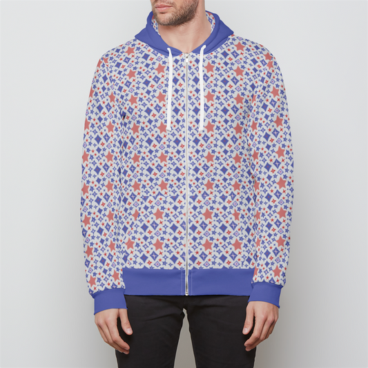 RELAXED ZIP UP HOODIE STAR POWER INDIGO