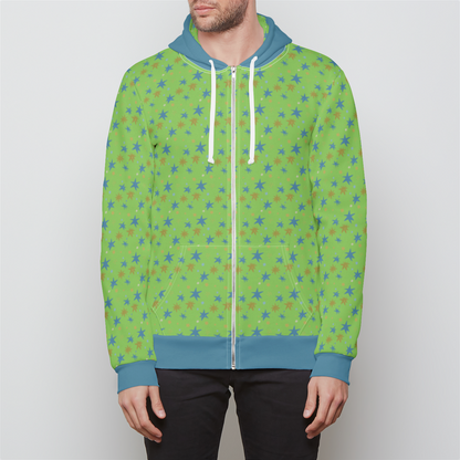 RELAXED ZIP UP HOODIE STAR TRIPPER TEAL