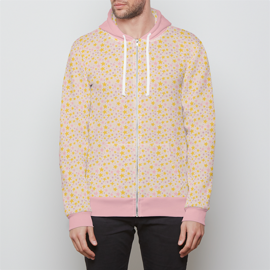 RELAXED ZIP UP HOODIE STARDUST LIGHT PINK