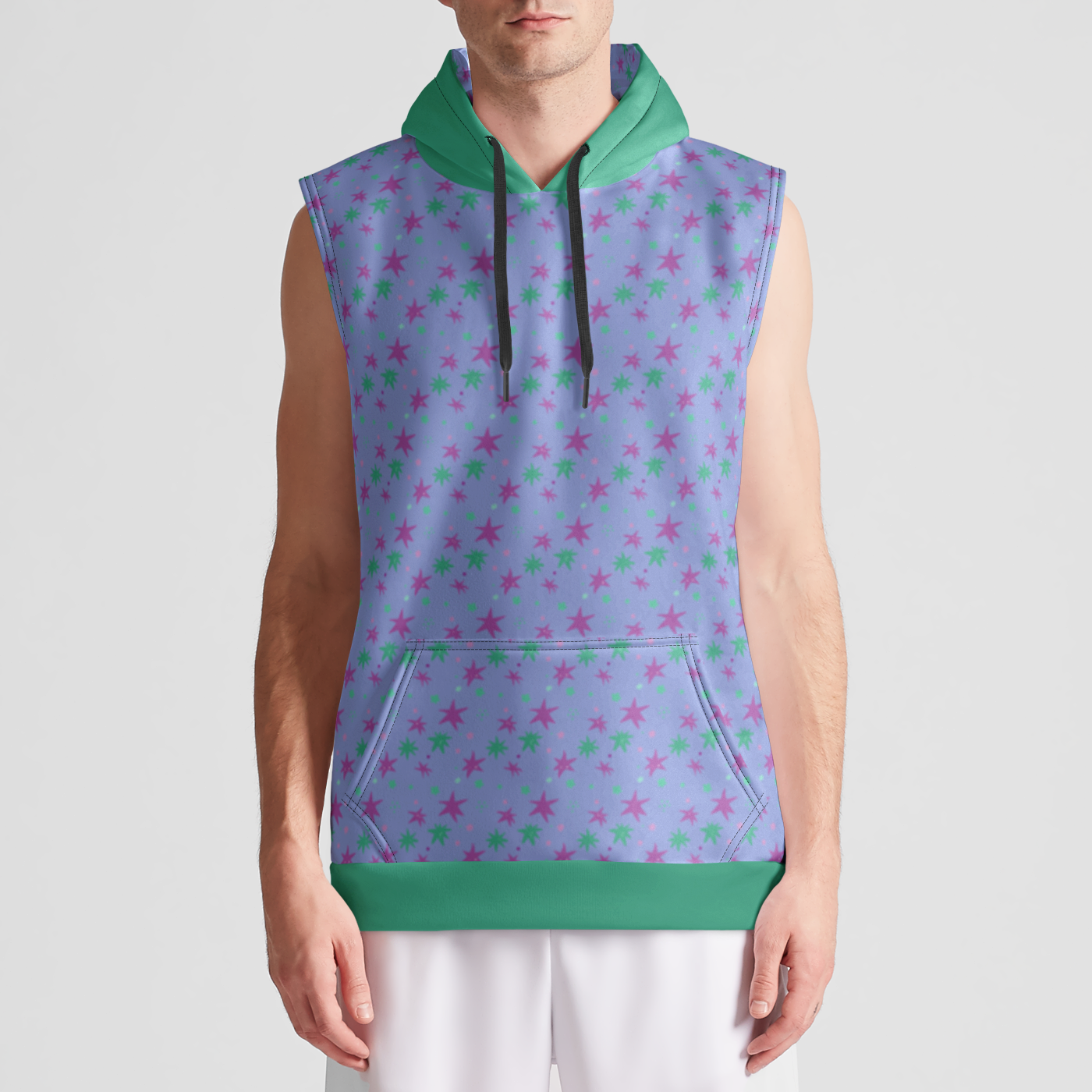 SLEEVELESS PULLOVER HOODIE STAR TRIPPER AQUA