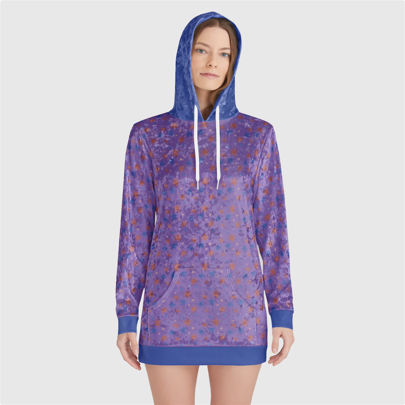 VELVET HOODIE DRESS STAR TRIPPER INDIGO