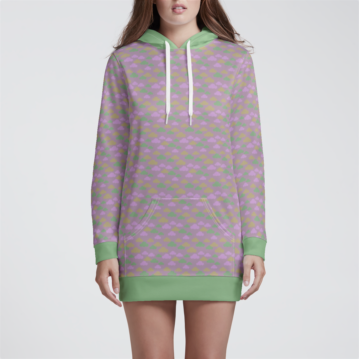 HOODIE DRESS CLOUD GEMS GREEN