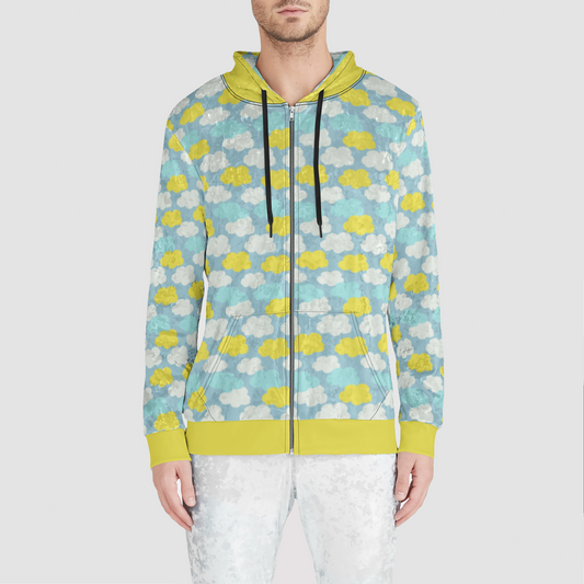 VELVET ZIP UP HOODIE CLOUD CANDY YELLOW