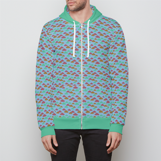 RELAXED ZIP UP HOODIE CLOUD GEMS AQUA