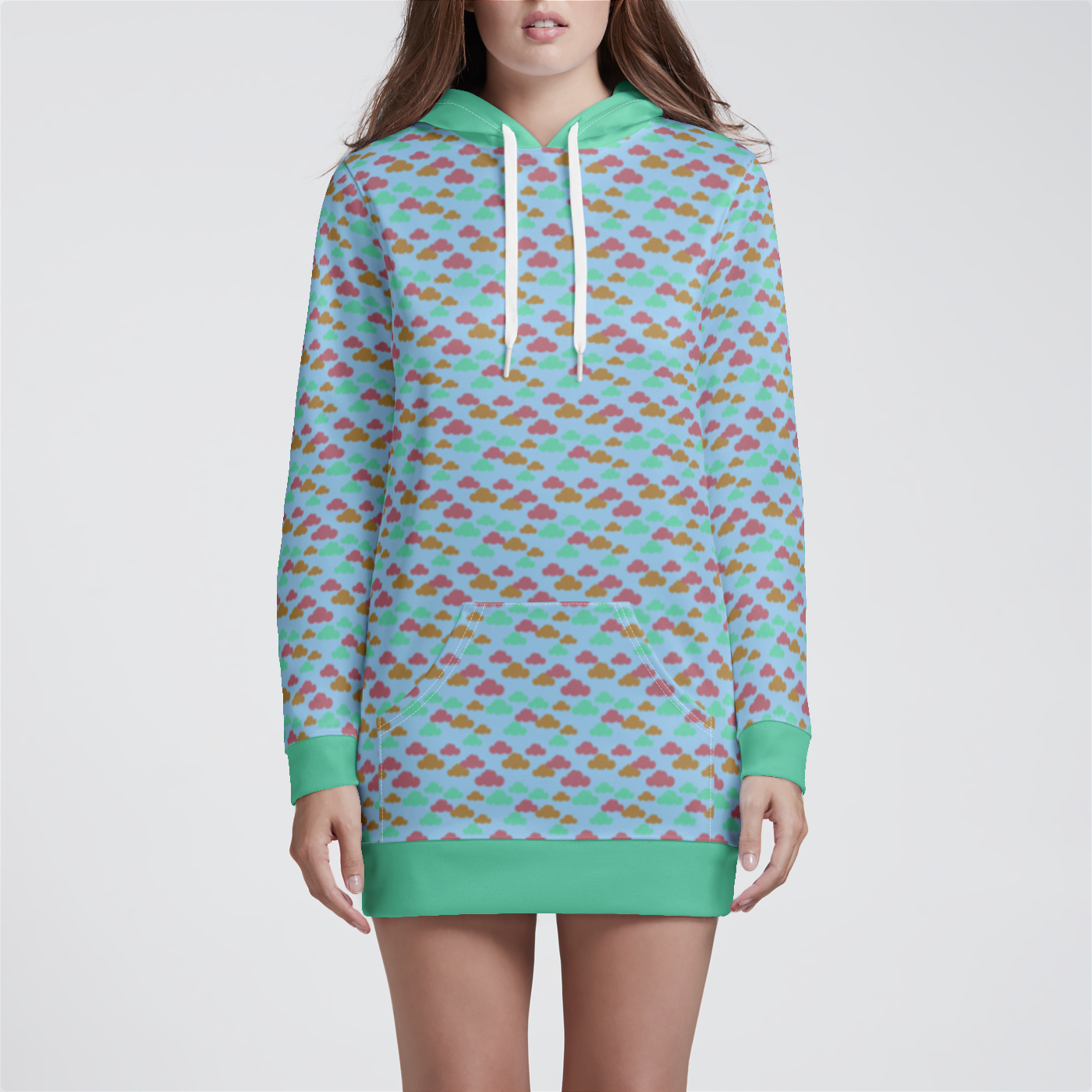 HOODIE DRESS CLOUD GEMS AQUA