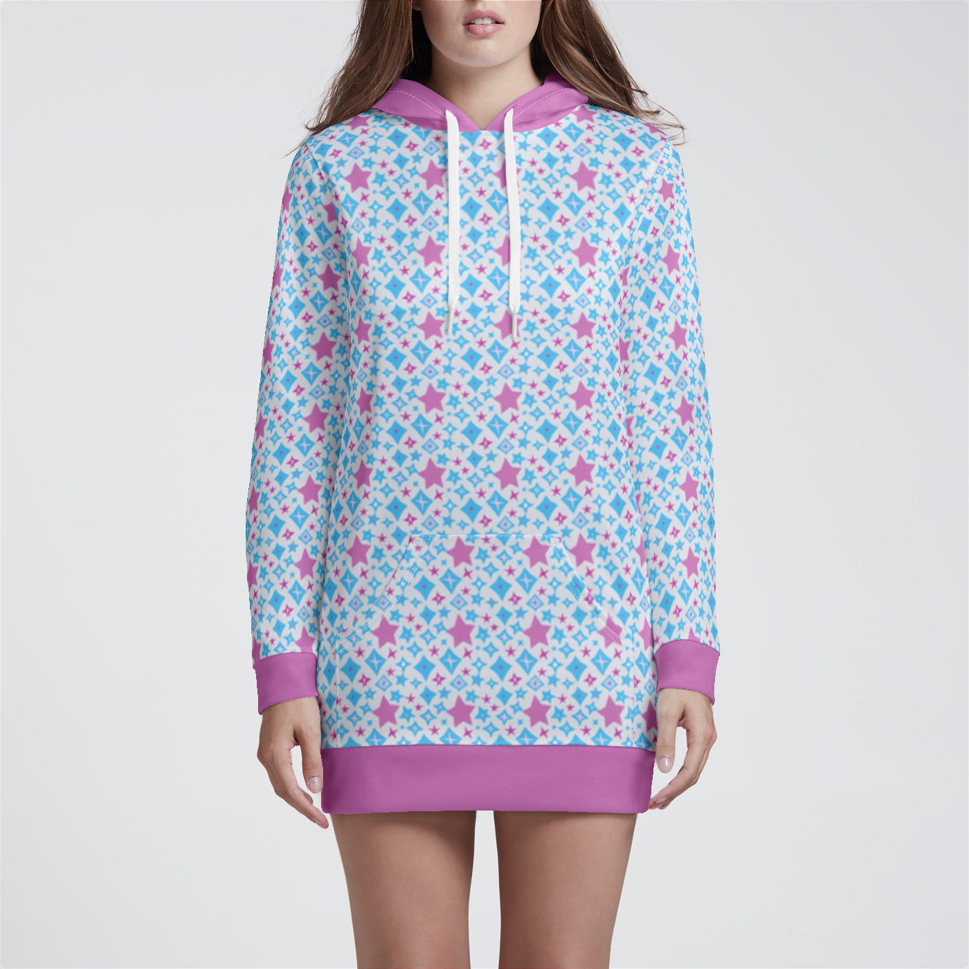 HOODIE DRESS STAR POWER PINK