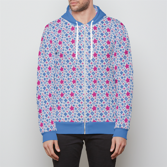 RELAXED ZIP UP HOODIE STAR POWER BLUE