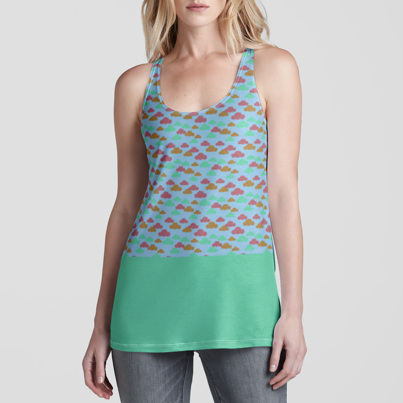 RACERBACK TANK TOP CLOUD GEMS AQUA