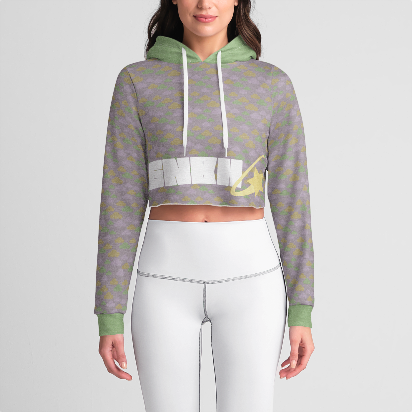 CROP HOODIE CLOUD GEMS GREEN