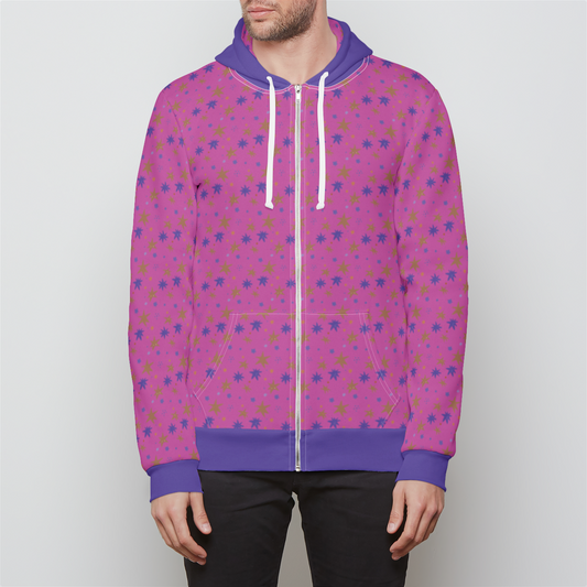 RELAXED ZIP UP HOODIE STAR TRIPPER PURPLE