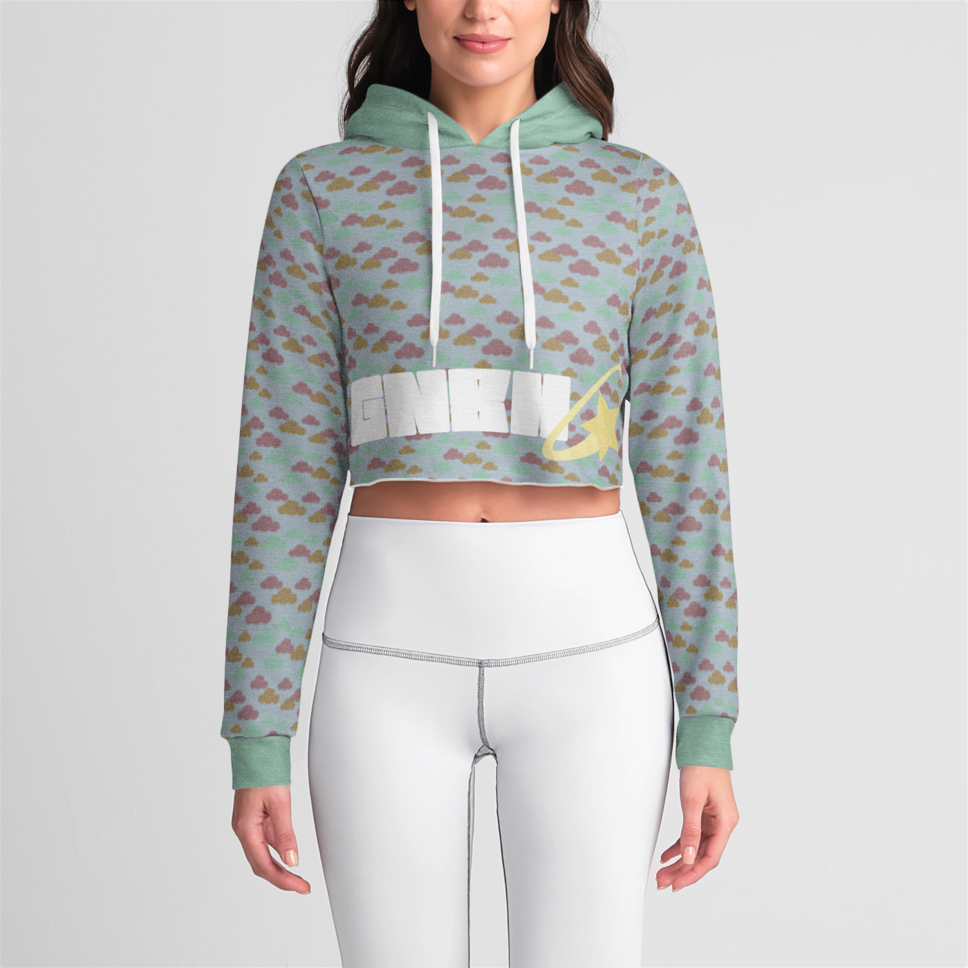 CROP HOODIE CLOUD GEMS AQUA