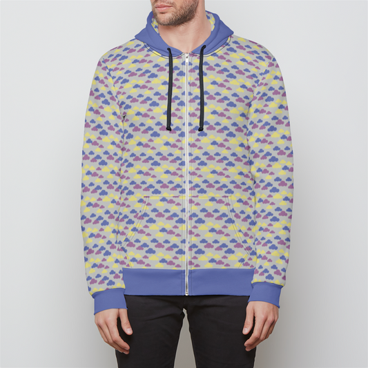 RELAXED ZIP UP HOODIE CLOUD GEMS PERIWINKLE