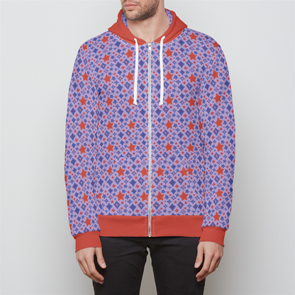 RELAXED ZIP UP HOODIE STAR POWER RED