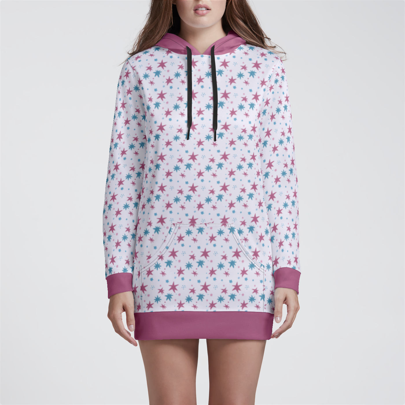 HOODIE DRESS STAR TRIPPER PINK