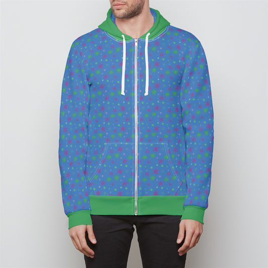 RELAXED ZIP UP HOODIE STAR TRIPPER GREEN