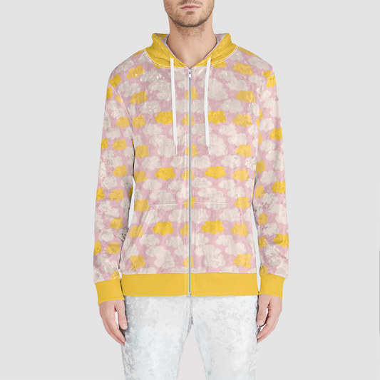 VELVET ZIP UP HOODIE CLOUD CANDY PINK