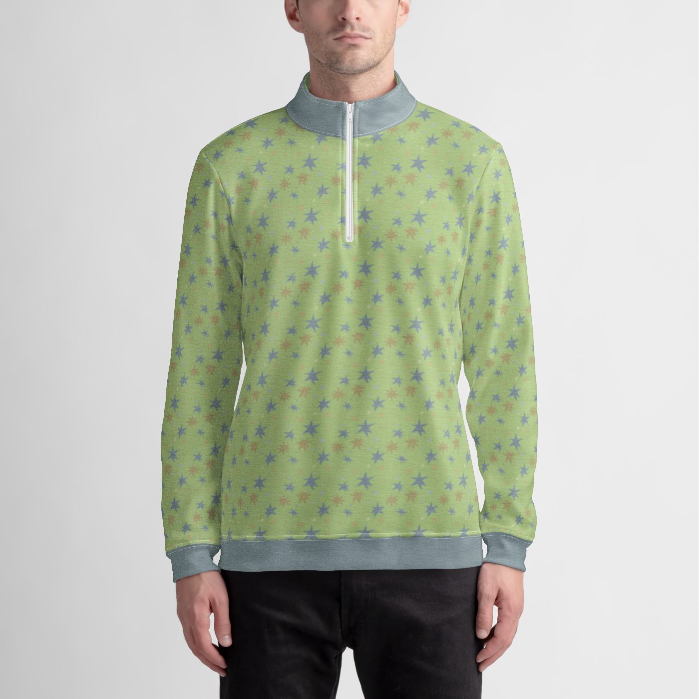 QUARTER ZIP UP PULLOVER STAR TRIPPER TEAL