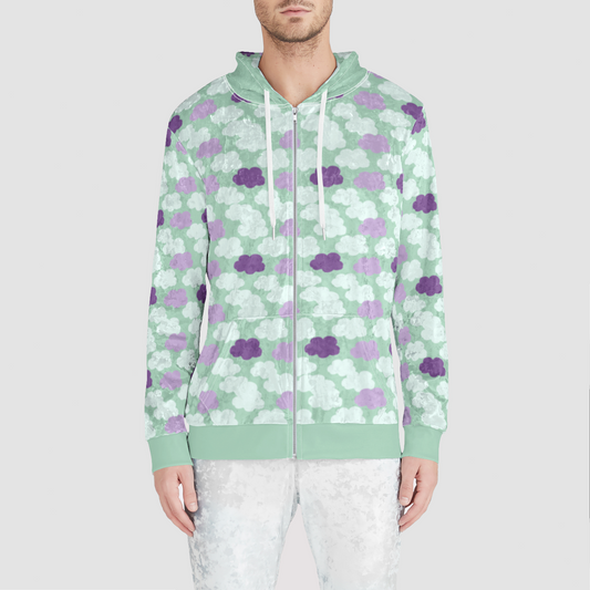 VELVET ZIP UP HOODIE CLOUD CANDY GREEN