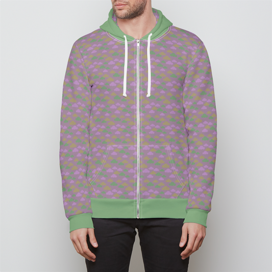 RELAXED ZIP UP HOODIE CLOUD GEMS GREEN