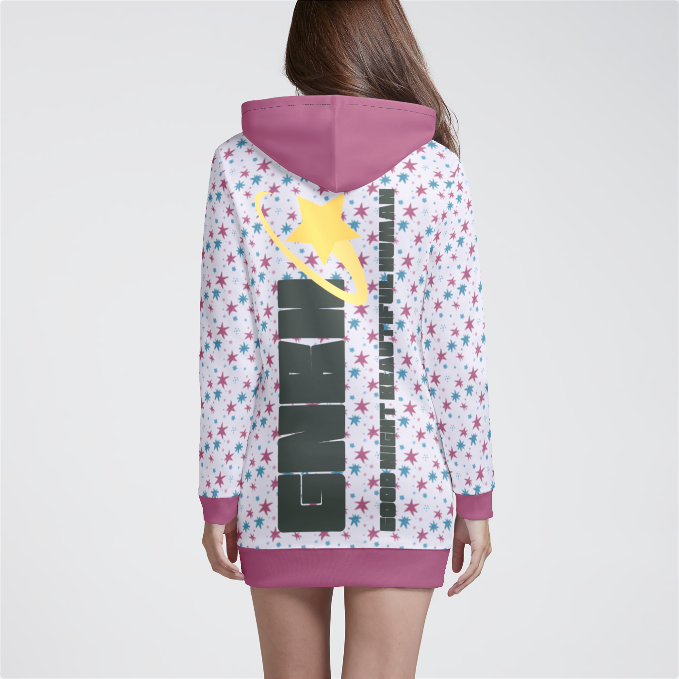 HOODIE DRESS STAR TRIPPER PINK