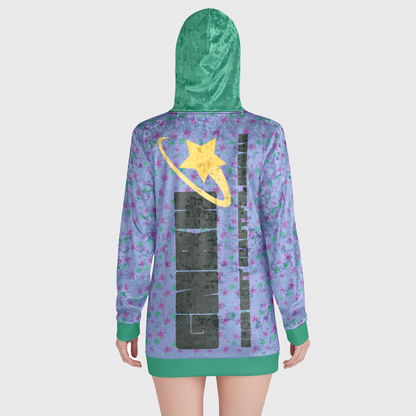 VELVET HOODIE DRESS STAR TRIPPER AQUA