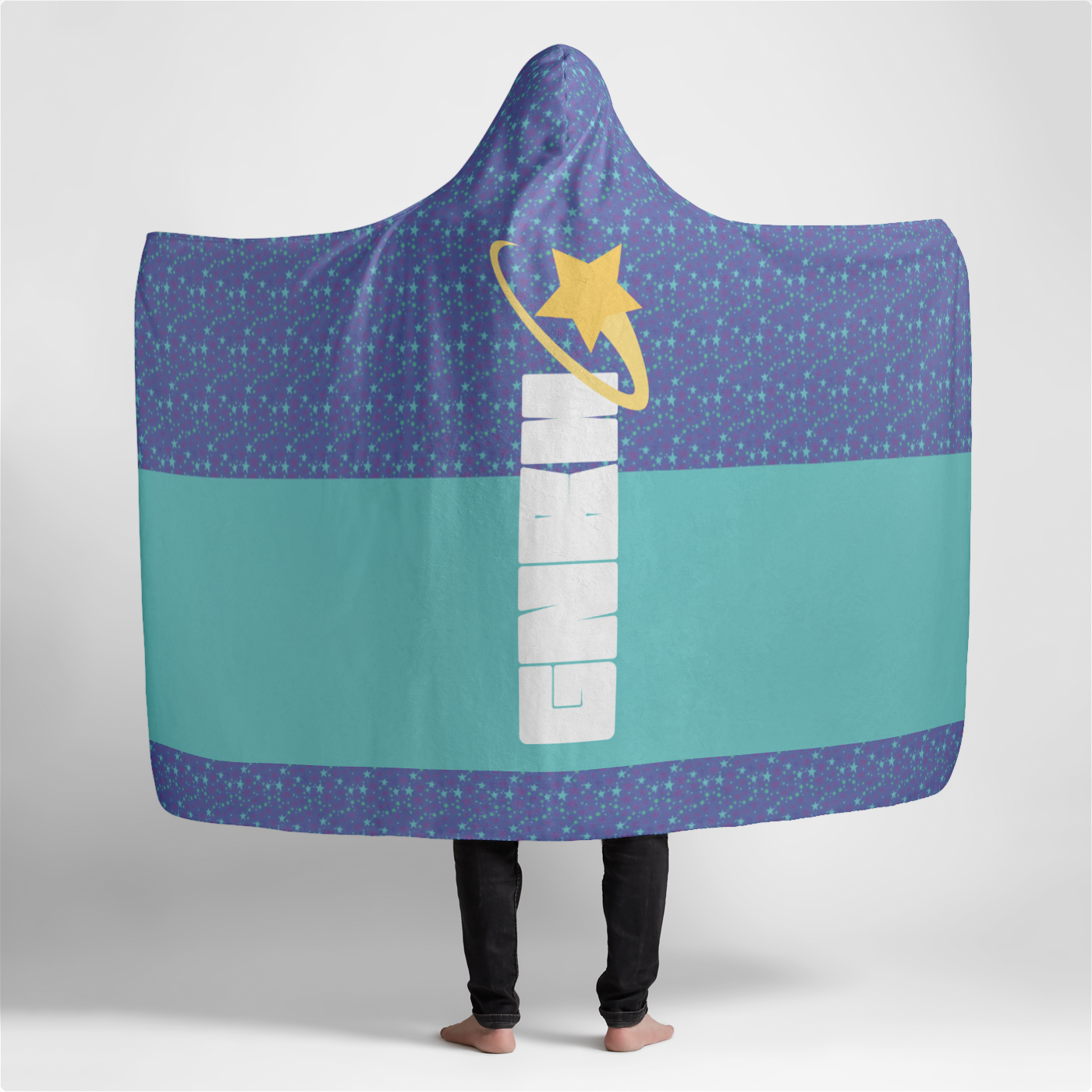 PLUSH HOODIE BLANKET STARDUST TEAL