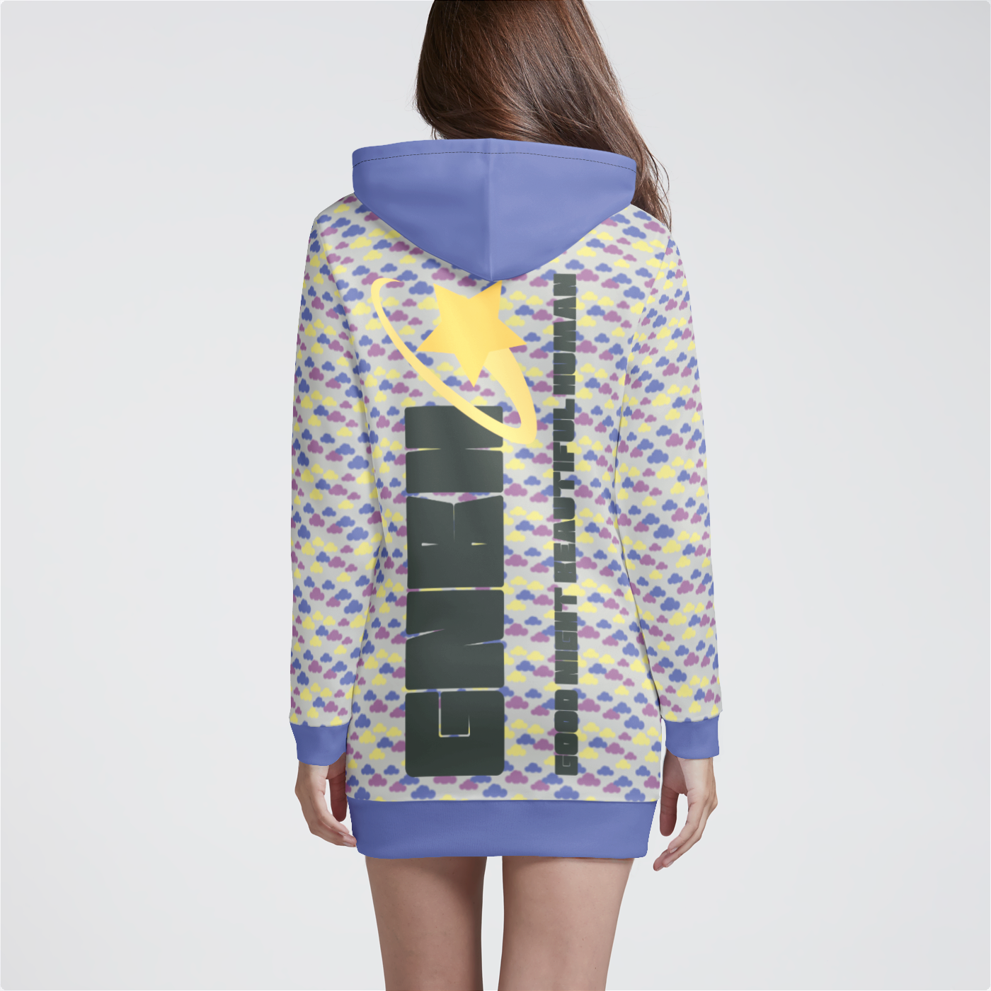 HOODIE DRESS CLOUD GEMS PERIWINKLE