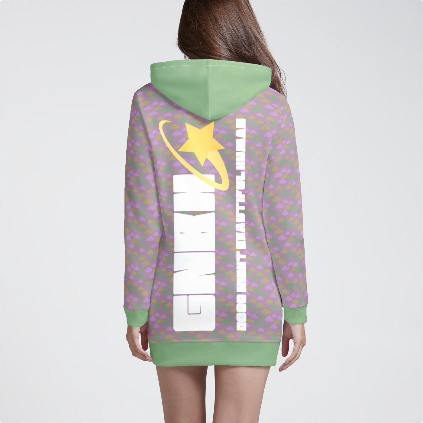 HOODIE DRESS CLOUD GEMS GREEN