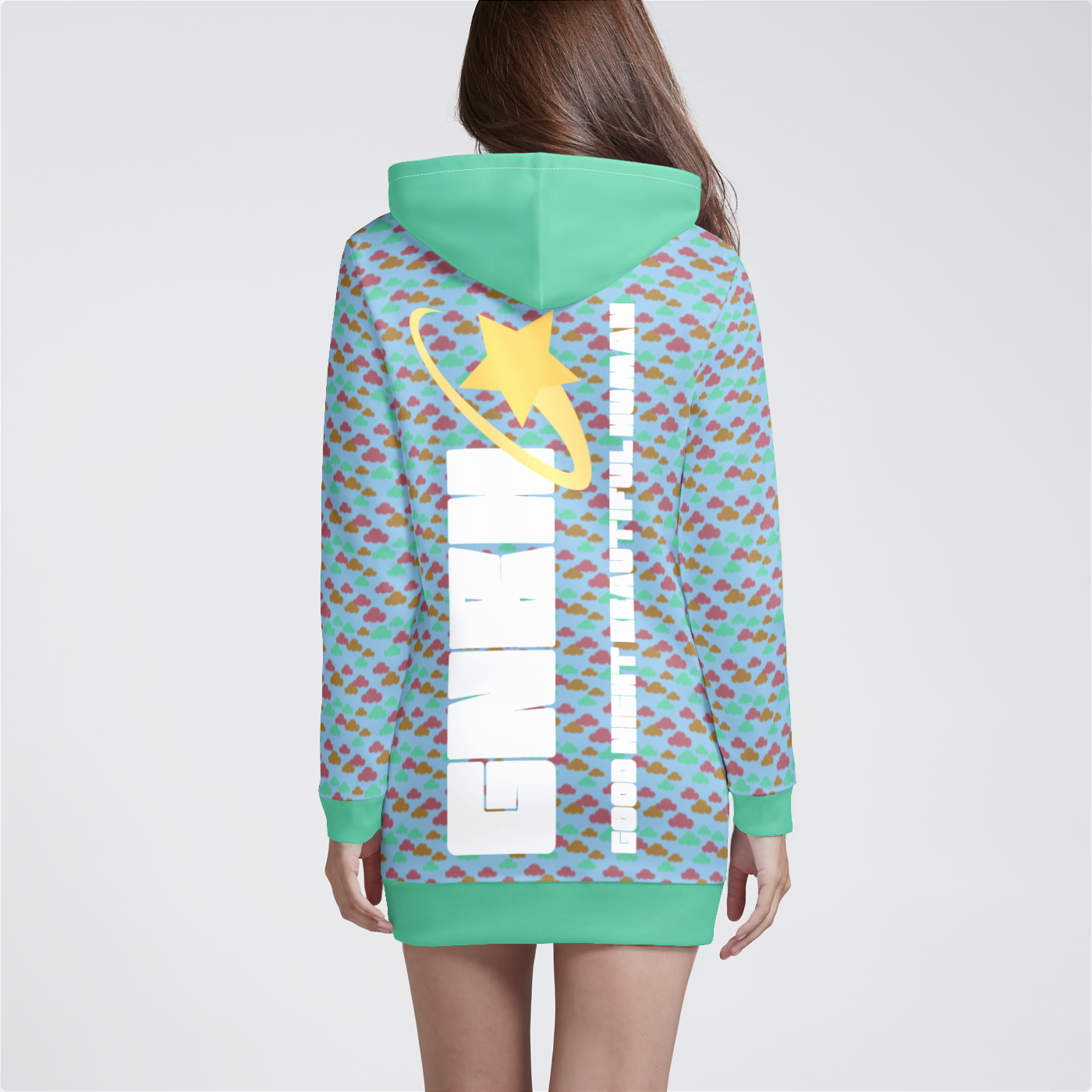 HOODIE DRESS CLOUD GEMS AQUA