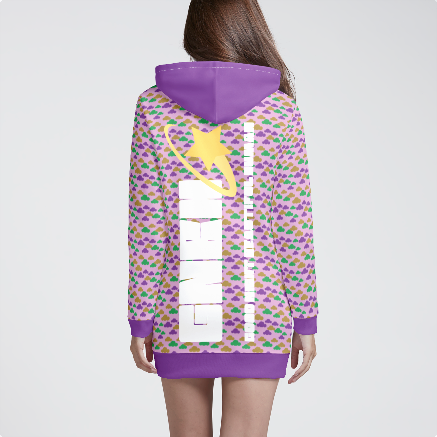 HOODIE DRESS CLOUD GEMS PURPLE