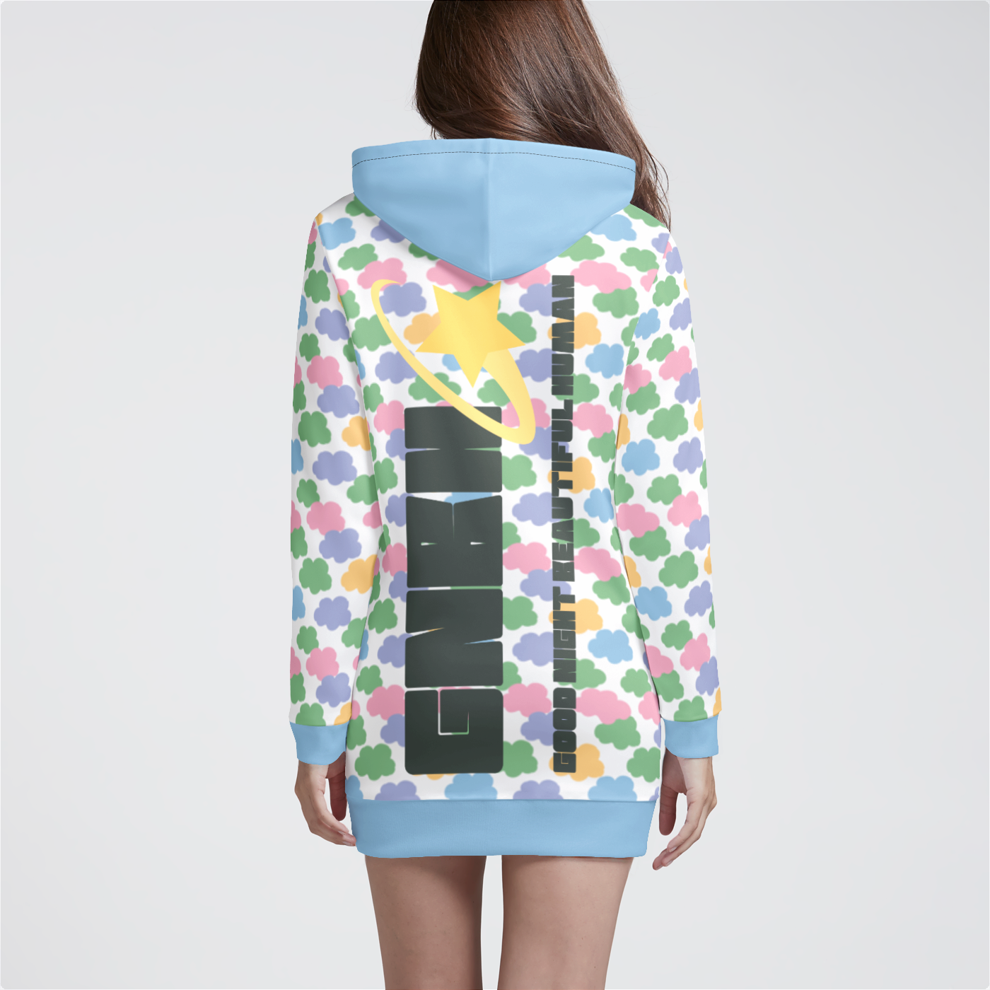 HOODIE DRESS CLOUD CANDY LIGHT BLUE