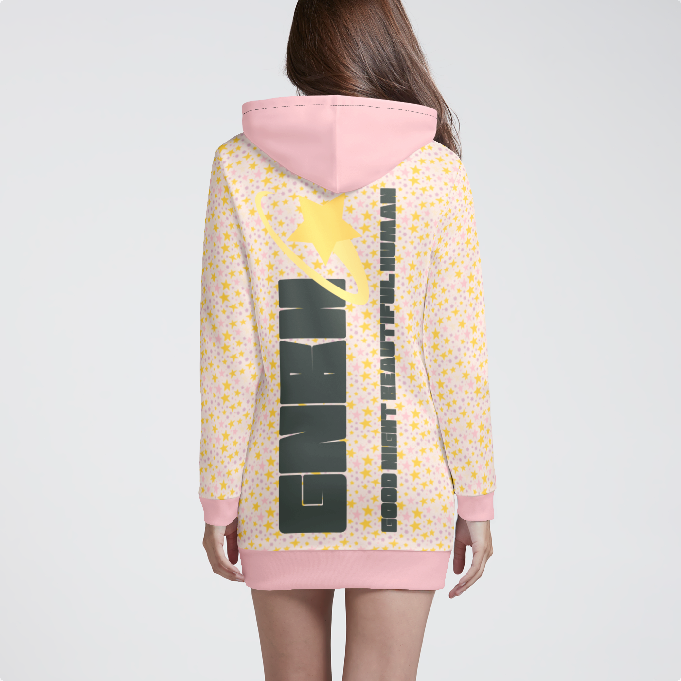 HOODIE DRESS STARDUST LIGHT PINK