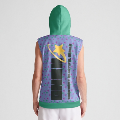 SLEEVELESS PULLOVER HOODIE STAR TRIPPER AQUA