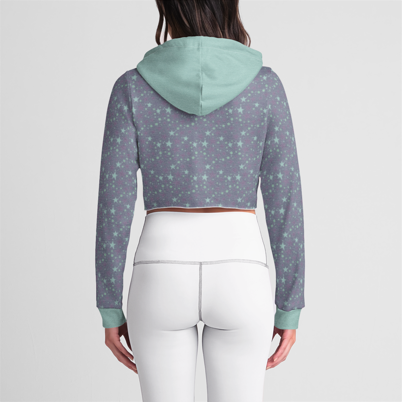 CROP HOODIE STARDUST TEAL