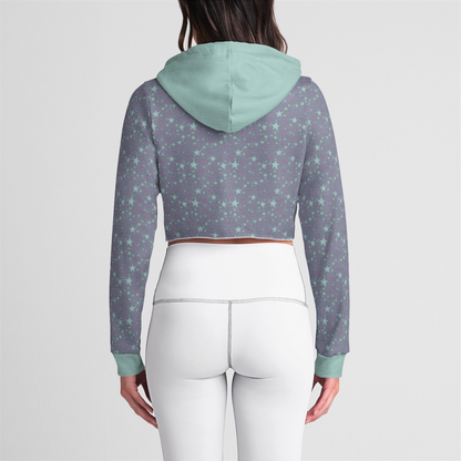 CROP HOODIE STARDUST TEAL