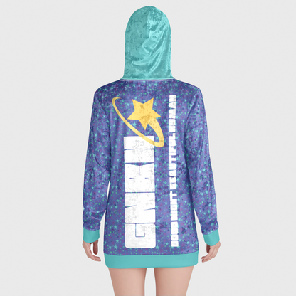 VELVET HOODIE DRESS STARDUST TEAL