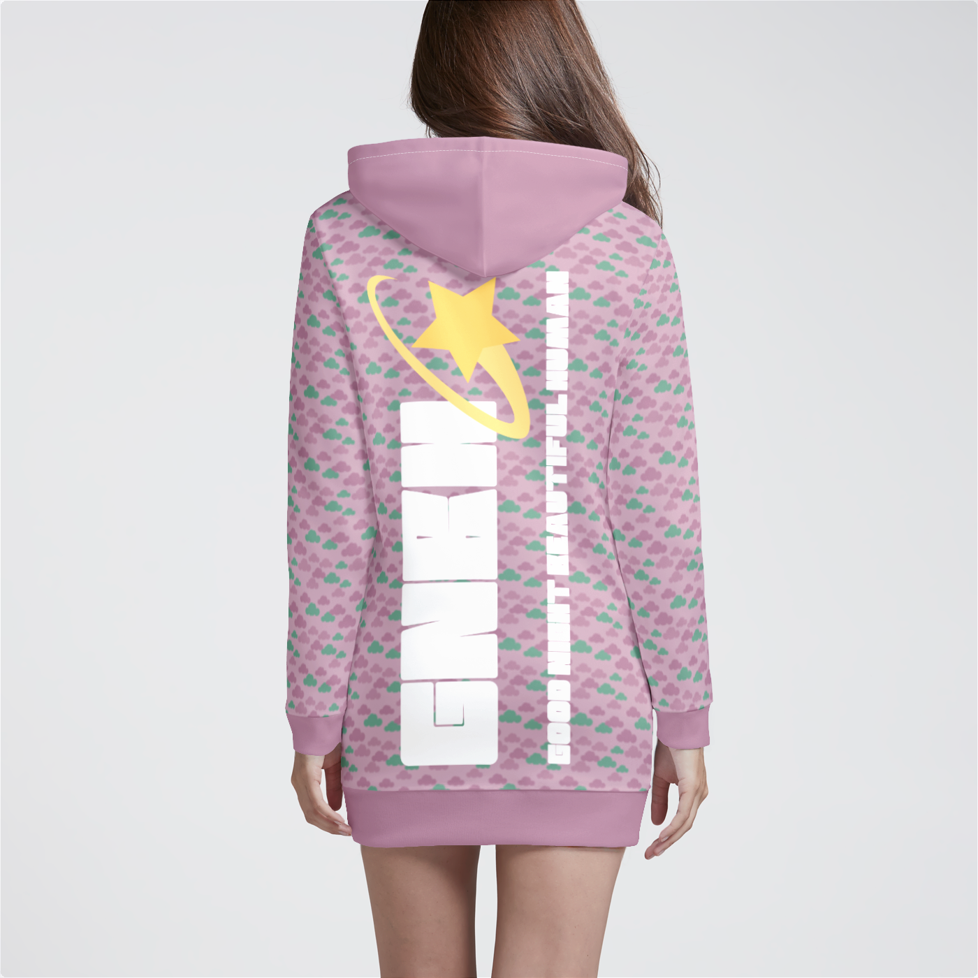 HOODIE DRESS CLOUD GEMS MAUVE