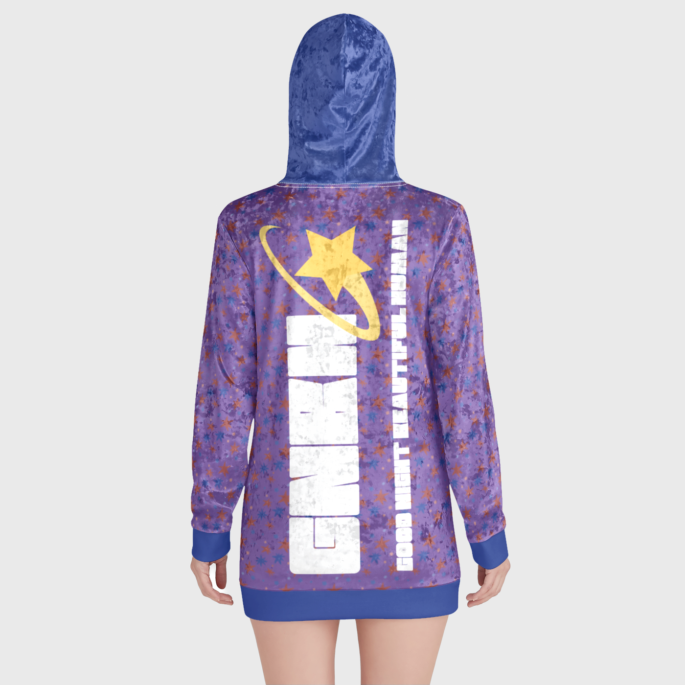 VELVET HOODIE DRESS STAR TRIPPER INDIGO